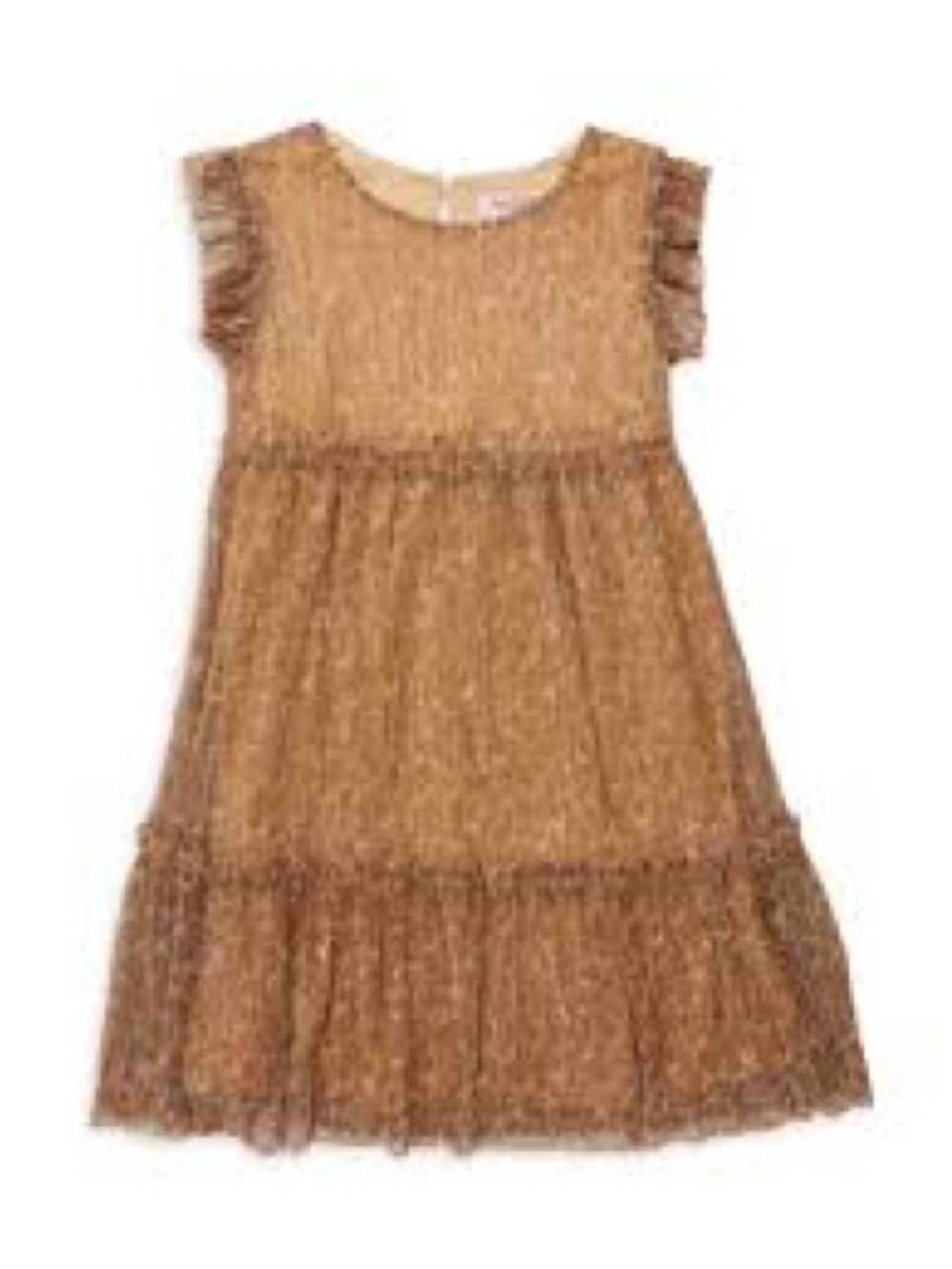 Juicy Couture NWT Animal Metallic Gold/ Pink Print Ruffle Sleeve Tiered Dress 16